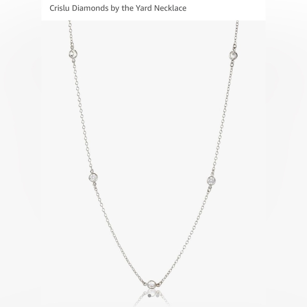 Crislu sterling platinum 16” necklace with 6 cz stones. Rarely worn.